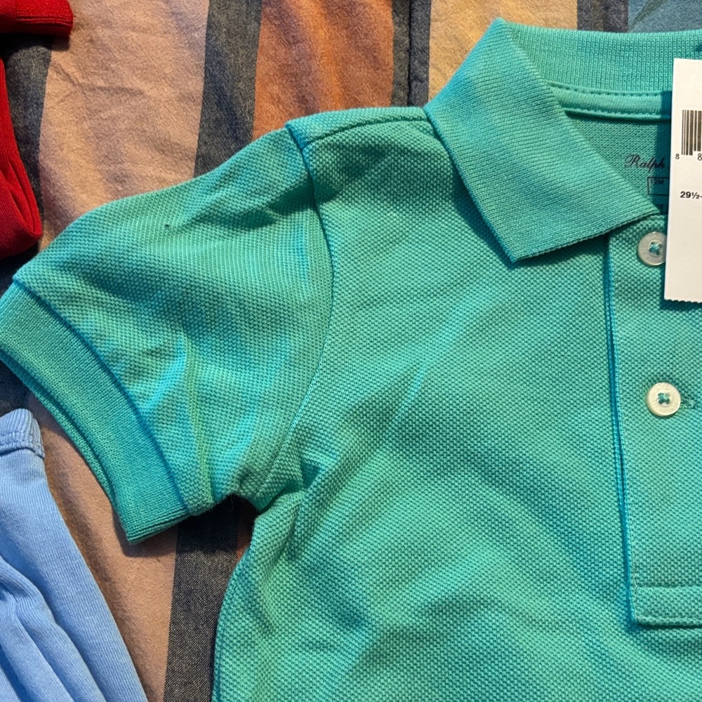 Ralph Lauren Toddler Polo Bodysuit Teal Green with Bear Embroidery - Picture 4 of 5